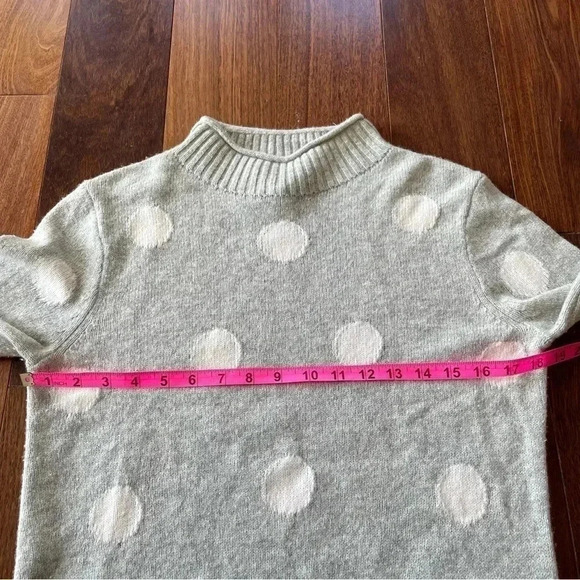 J. Crew Always Merino Wool Polka Dot Sweater Crewneck Gray White Long Sleeve - Picture 9 of 11